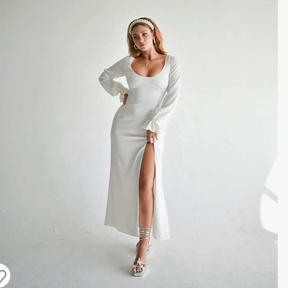 The Drop womens long sleeve white maxi dress carolinecrawfordpatternson